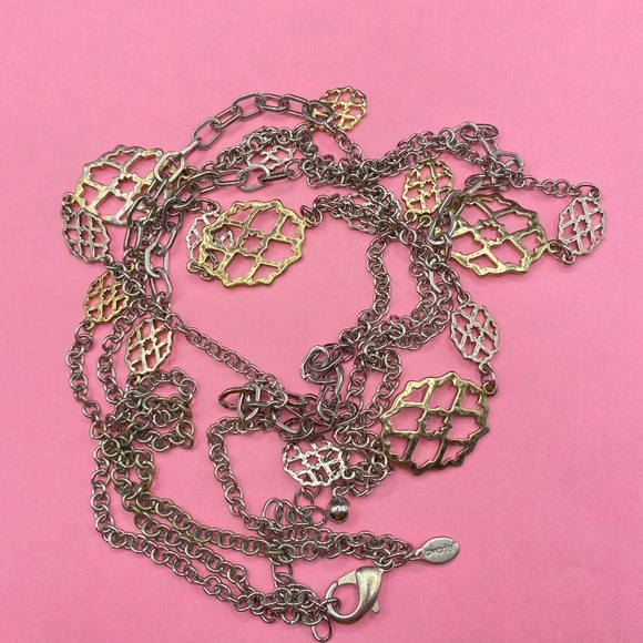 CHICO"S Necklace Silver Tone Double Chain Strand Long 34" - Picture 3 of 10